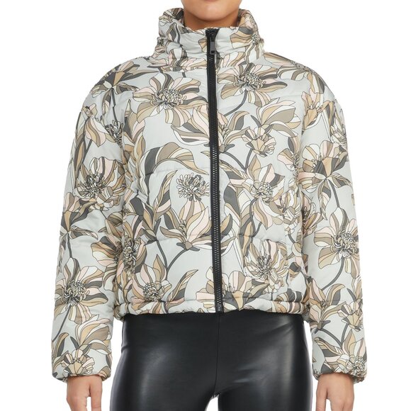NEW Badgley Mischka Vintage Print Puffer Coat, Size L - Picture 1 of 16